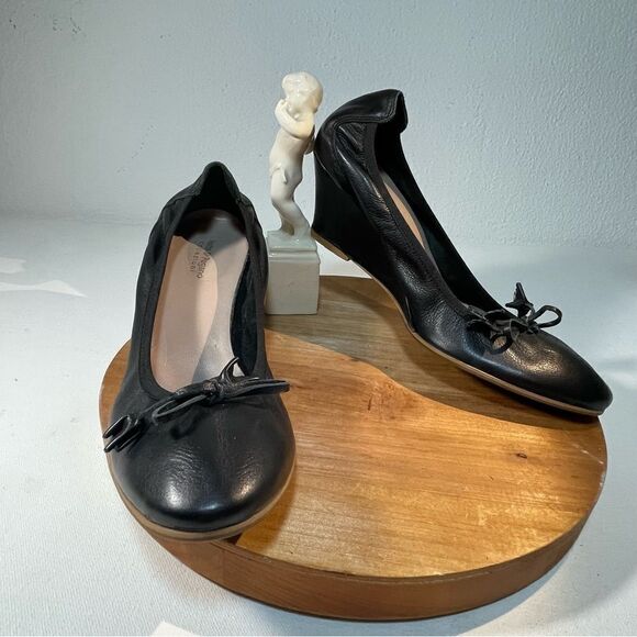 Trotta & Pagano black leather wedge heels with tassel size 39 size 8.5 - Picture 9 of 9